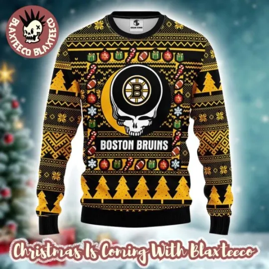 Grateful Dead NHL Boston Bruin Ugly Christmas Sweater