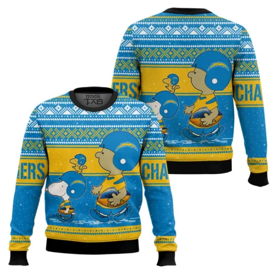 Discover Snoopy1 And Charlie Brown LA Charger Ugly Sweater Xmas Gift S-5XL