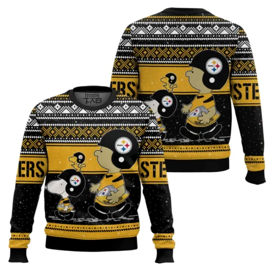 Discover Snoopy1 And Charlie Brown Pittsburg Steeler Ugly Sweater Xmas Gift S-5XL