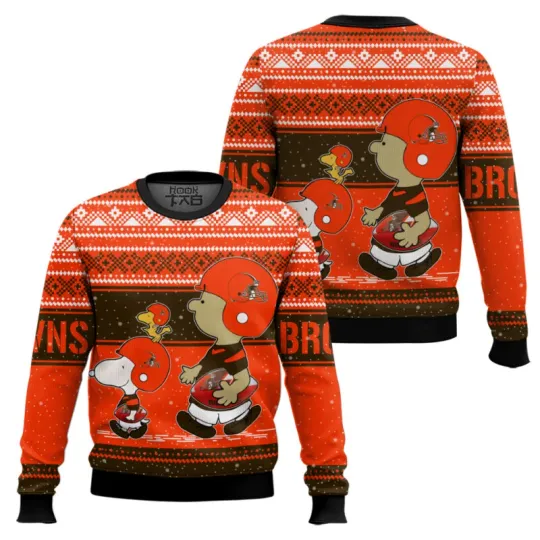Discover Snoopy1 And Charlie Brown Cleveland Brown Ugly Sweater Xmas Gift S-5XL