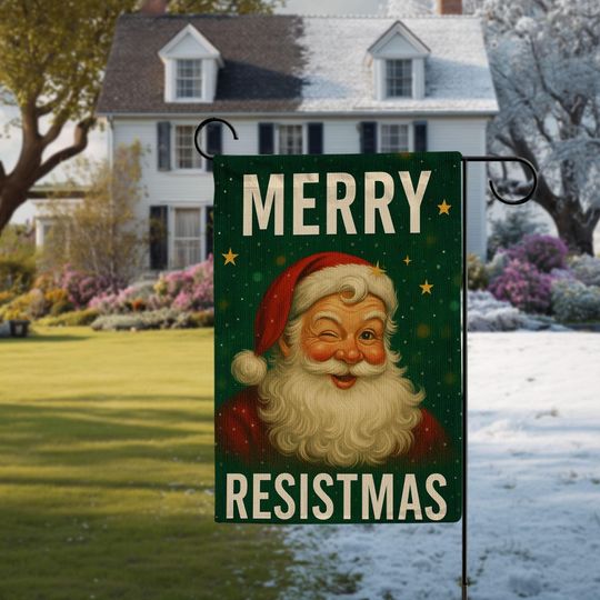 Discover Funny Santa Christmas Garden Flag  Merry Resistmas Linen Yard Decor