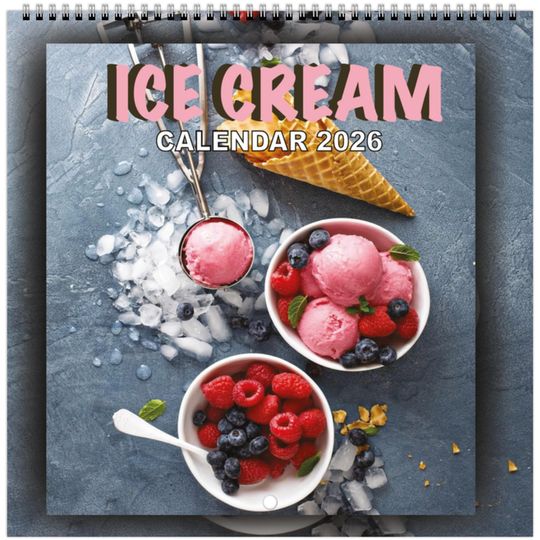 Discover Ice Cream Photography Wall Calendar 2026, Dessert Lover Gift (8.5 x 8.5 Inch)