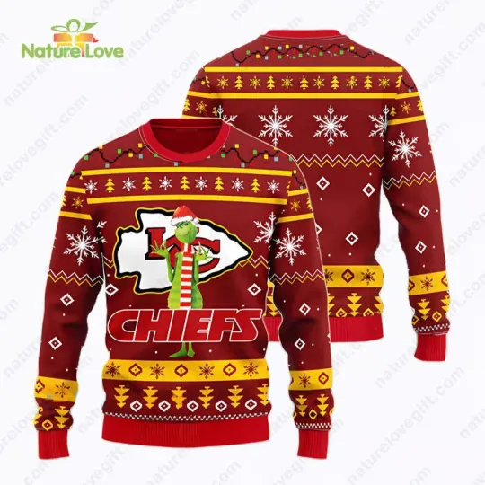 Discover Kansas C!ty Ch!fs Funny funny character football Christmas Ugly Sweater