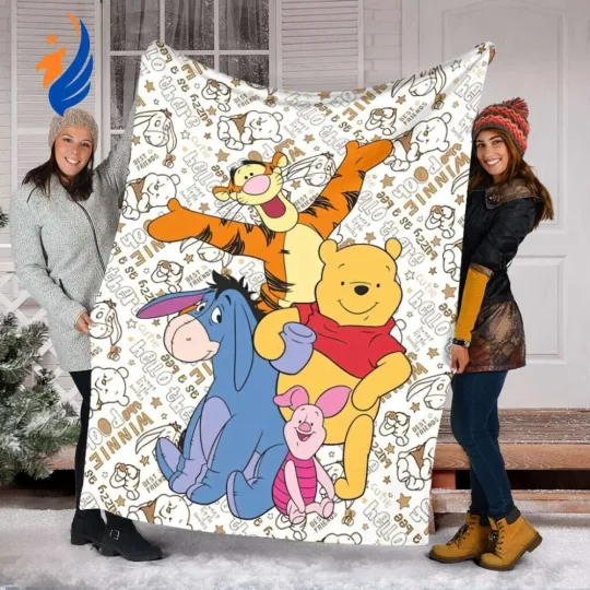 Discover Disney Winnie The Pooh Fleece Mink Blanket, Cartoon Pooh Bear Blanket, Custom Wi