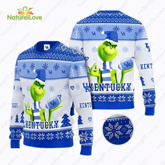 Discover Kentucky W!ldc@ts funny character football Ugly Christmas Sweater