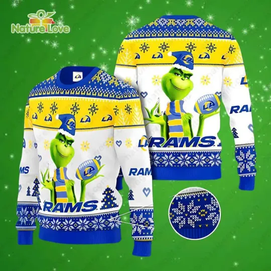 Discover Ls Anglas Rams football funny character Ugly Christmas Sweater