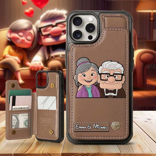 Custom Up Movie Couple iPhone Wallet Case: Personalized Anniversary Gift