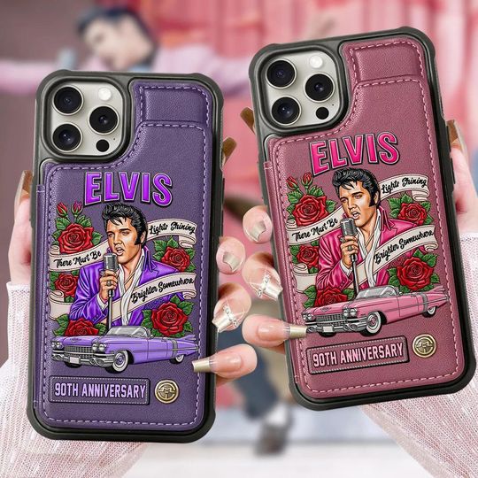 Personalized RocknRoll Leather Wallet Phone Case, Card Slots Rock Legend Phone Cover, Singer 48th Anniversary Day Gift for Fan