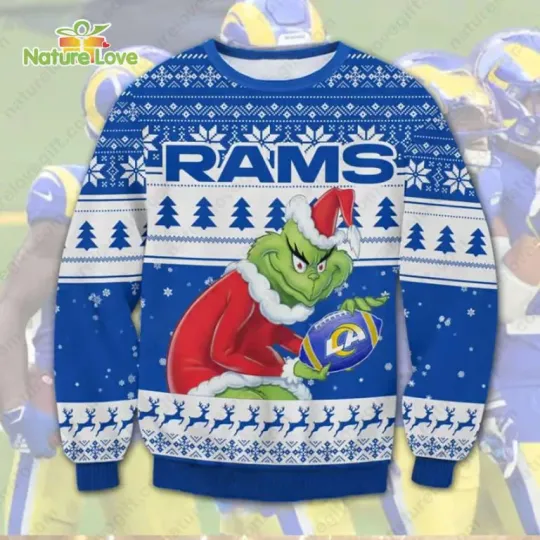 Discover The funny character Stole Ls Anglas R@ms football Ugly Christmas Sweater