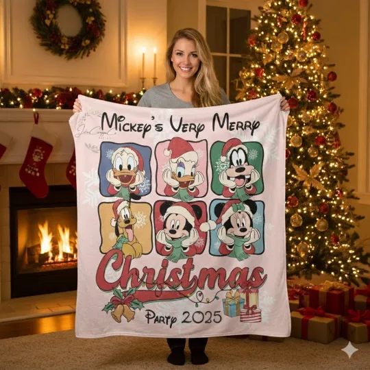 Discover Mickey And Friends Christmas 2025 Fleece Blanket-Disney Xmas Blanket