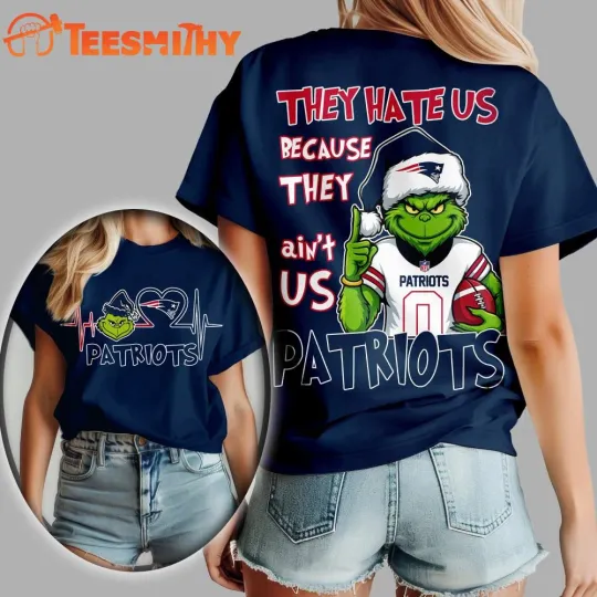 Discover NewEngland Patriot 2025 football Christmas funny character They Hate Us Shirt S-5XL