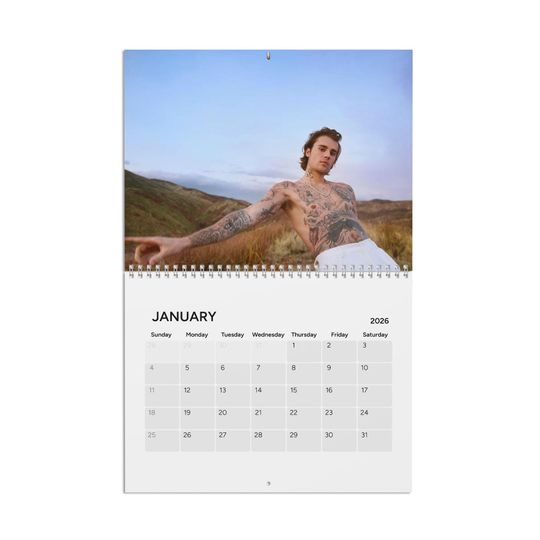 Discover Bieber 2026 Vertical Wall Calendar | Photo Wall Calendar | Fan Gift for Daughter | Secret Santa Christmas Gift