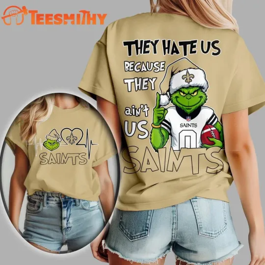 Discover NewOrlean Saint 2025 football Christmas funny character They Hate Us Shirt