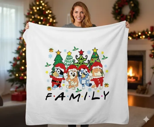 Discover BlueyDad Christmas Blanket Xmas Disney Blanket  Merry Christmas Fleece Blanket