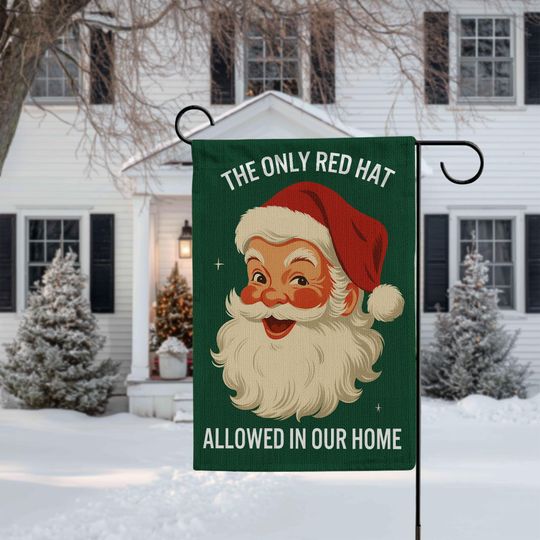 Discover Funny Santa Christmas Linen Garden Flag, Holiday Yard Decor