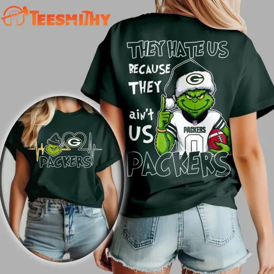 Discover Green Bay Packer 2025 football Christmas funny character They Hate Us Shirt