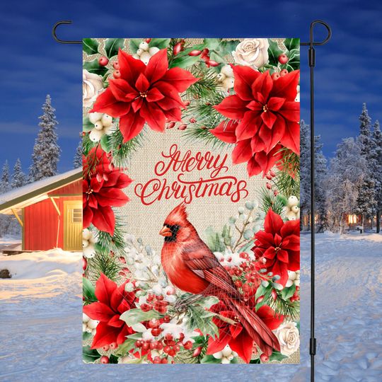 Discover 12x18 Garden Flag Sublimation Design, Christmas Cardinal, Merry Christmas, Digital Design, PNG