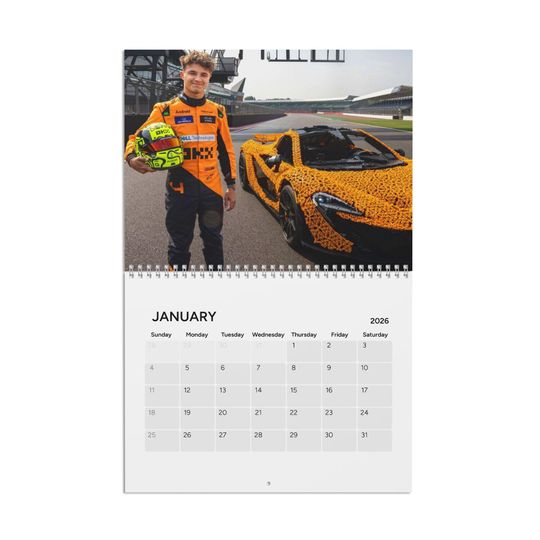 Lando Norris 2026 Calendar Vertical Wall Calendar Gift for Daughter Secret Santa Christmas