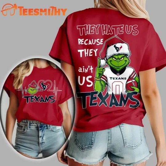 Discover Houton Texan 2025 football Christmas funny character They Hate Us Shirt S-5XL