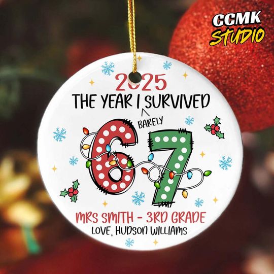 Discover Funny Teacher Six Seven Meme Christmas Ornament Png, Viral Saying 6 7 Png, Internet Joke Ornament, Trending Social Media Humor, Digital File