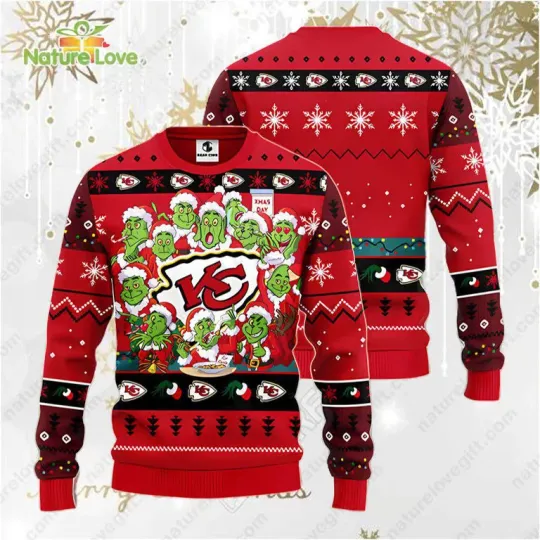 Kansas City Chiefs funny character Xmas Party football Christmas Ugly Sweater