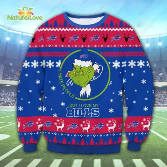 Discover The funny character Buffal Bills Snowflake football Ugly Christmas Sweater