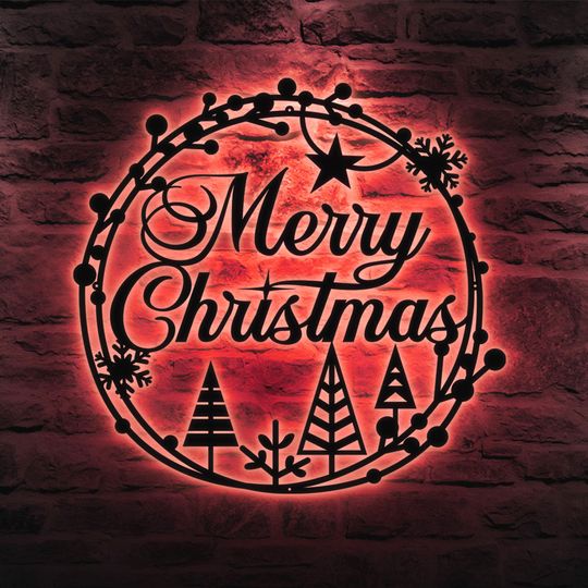 Merry Christmas Metal Sign  Modern Farmhouse Christmas Wall Art, Holiday Metal Decor for Home or Outdoor Display, Perfect Winter Gift