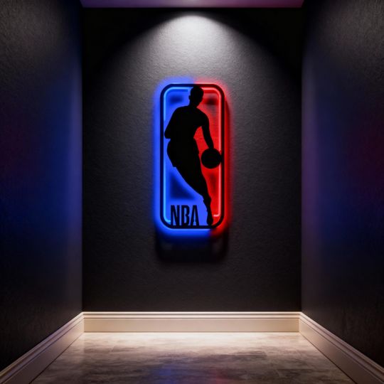 NBA Logo LED Sign | Handmade Basketball Fan Wall Decor