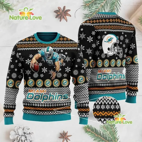 football Miami Dolphins Ugly Christmas Sweater Gift for Fans