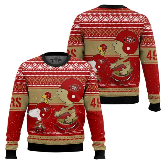 Discover Snoopy1 And Charlie Brown San.Francisco 49er Ugly Sweater Xmas Gift S-5XL