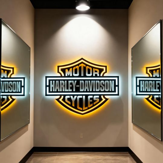 LED Haarleyy Davidson Metal Wall Sign: Garage Decor