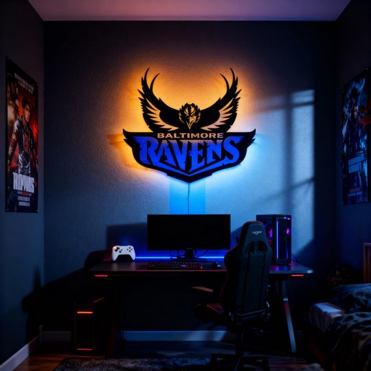 Baltimore Ravens Metal Wall Decor: Football Fan Gift, Mancave Art