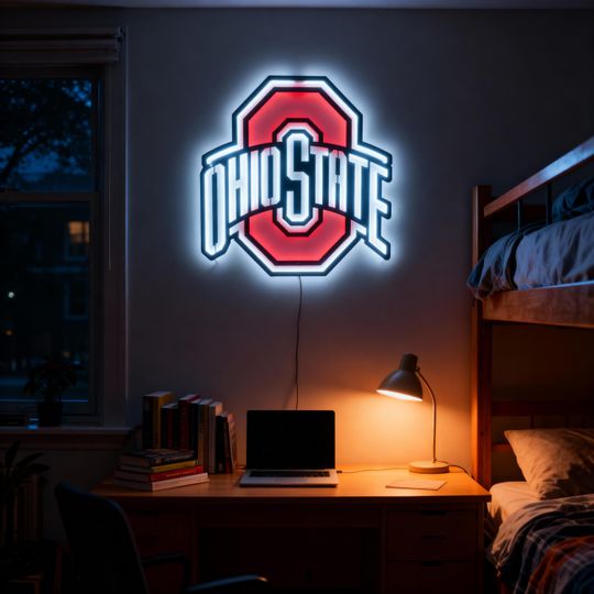 Ohio State Buckeyes LED Metal Wall Sign: Game Room Decor