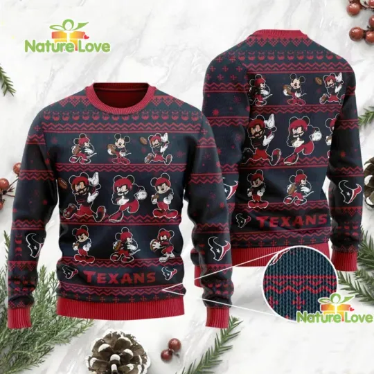 Discover Mickey Mouse Hustn Txans football Ugly Christmas Sweater