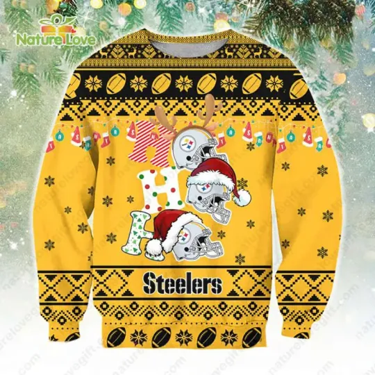 Discover Pittsburgh Stlrs Ho Ho Ho football Ugly Christmas Sweater