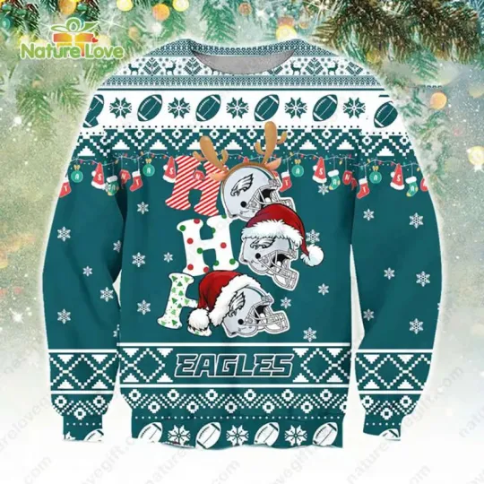 Discover Philadel Eagls Ho Ho Ho football Ugly Christmas Sweater