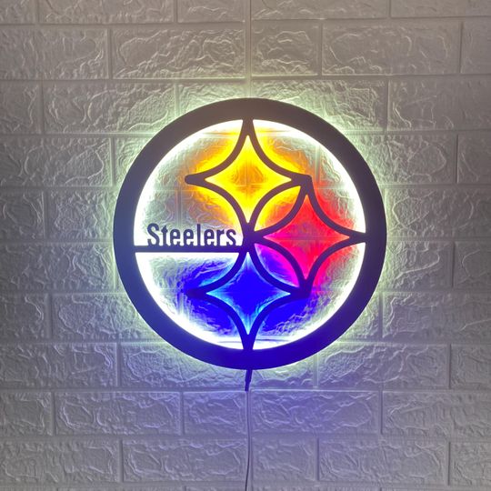 Pittsburgh Steeler LED Sign: Aluminum Wall Decor, football Fan Gift