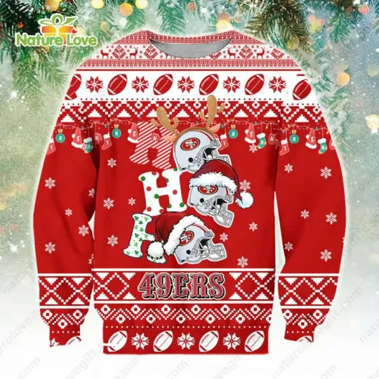 Discover San Francisce 49rs Ho Ho Ho football Ugly Christmas Sweater