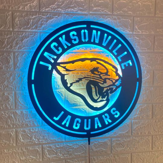 Jacksonville Jaguars LED Wall Sign: Black Composite Illuminated Sports Team Logo