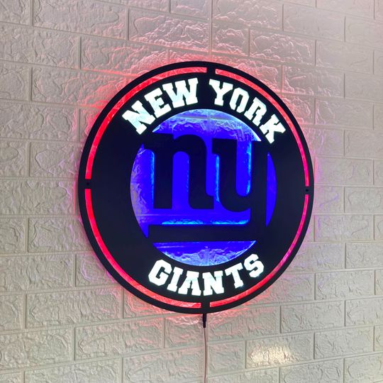 New York Giants LED Wall Sign: Black Composite Illuminated Sports Team Logo