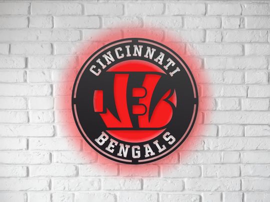 Custom Bengals LED Wall Sign: Black Composite Illuminated Sports Team Logo