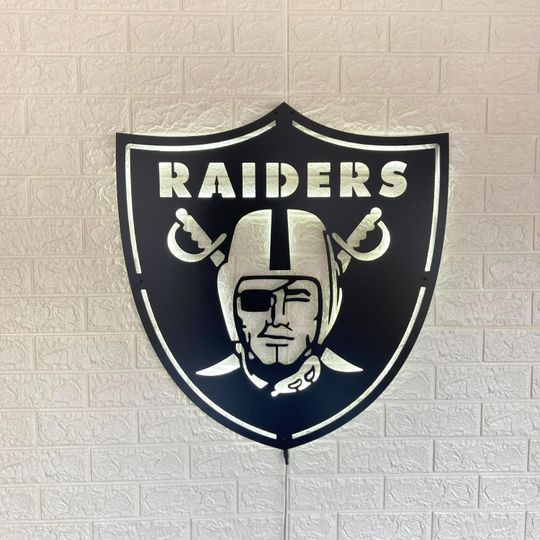 Las Vegas Raider LED Wall Sign: Black Composite Illuminated Sports Team Logo