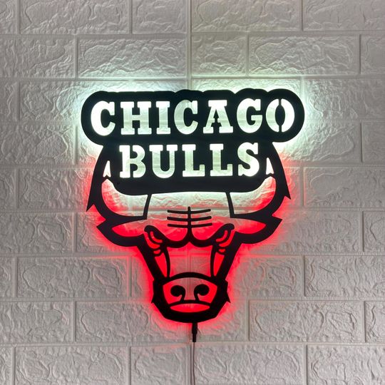 Chicago Bulls LED Wall Sign: Black Composite Illuminated Basketball  Team Logo