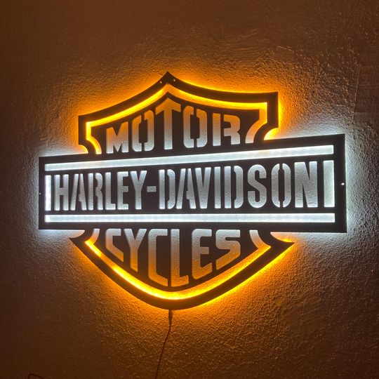Motorcycle LED Sign: Black Composite Illuminated Garage Decor
