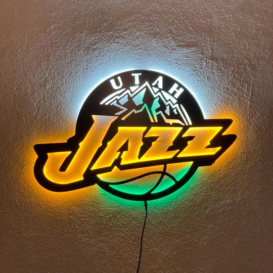 Discover Utah Jazz LED Wall Sign: Black Composite Illuminated Basketball  Team Logo