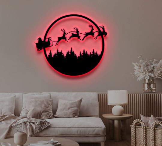 Merry Christmas Metal Sign With Lights Merry Christmas Metal Wall Sign Round Metal Chritmas Sign l Large Metal Christmas Signs
