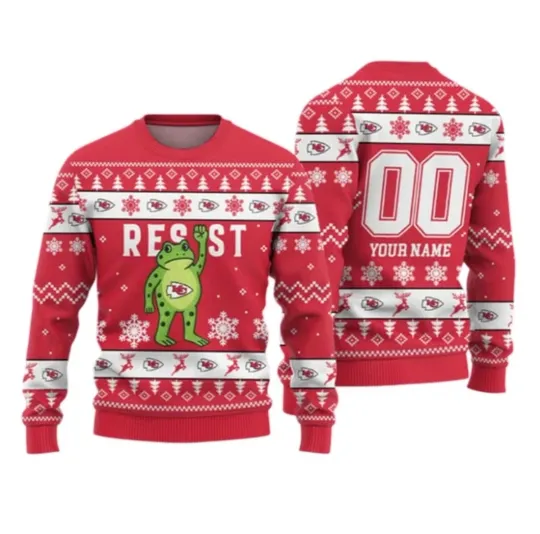 Discover Personallized Christmas Kc Chief Portland Frog Resist Ugly Sweater