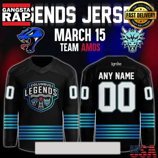 Discover Personalized Columbus River Dragons Legends Night 2025 Black Hockey Shirt Unisex