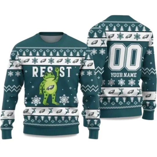 Discover Personallized  Christmas Eagles Portland Frog Resist Ugly Sweater, Christmas Gift