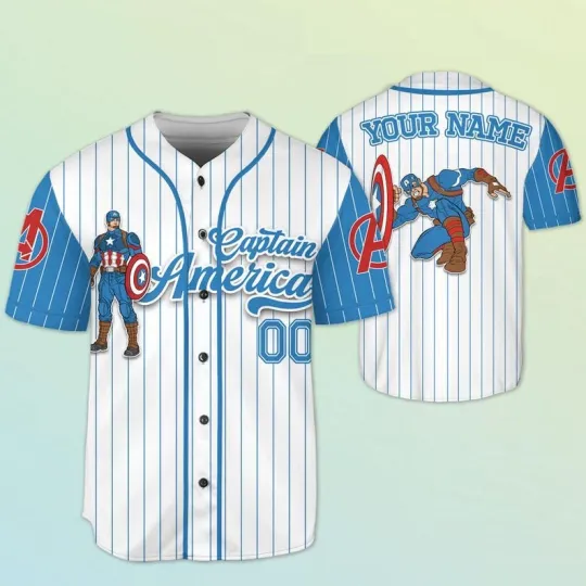 Personalized Captain America Superhero Baseball Jersey Shirt